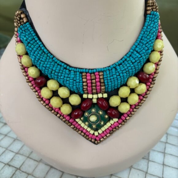 Colorful Beaded Collar Necklace - Picture 3 of 6